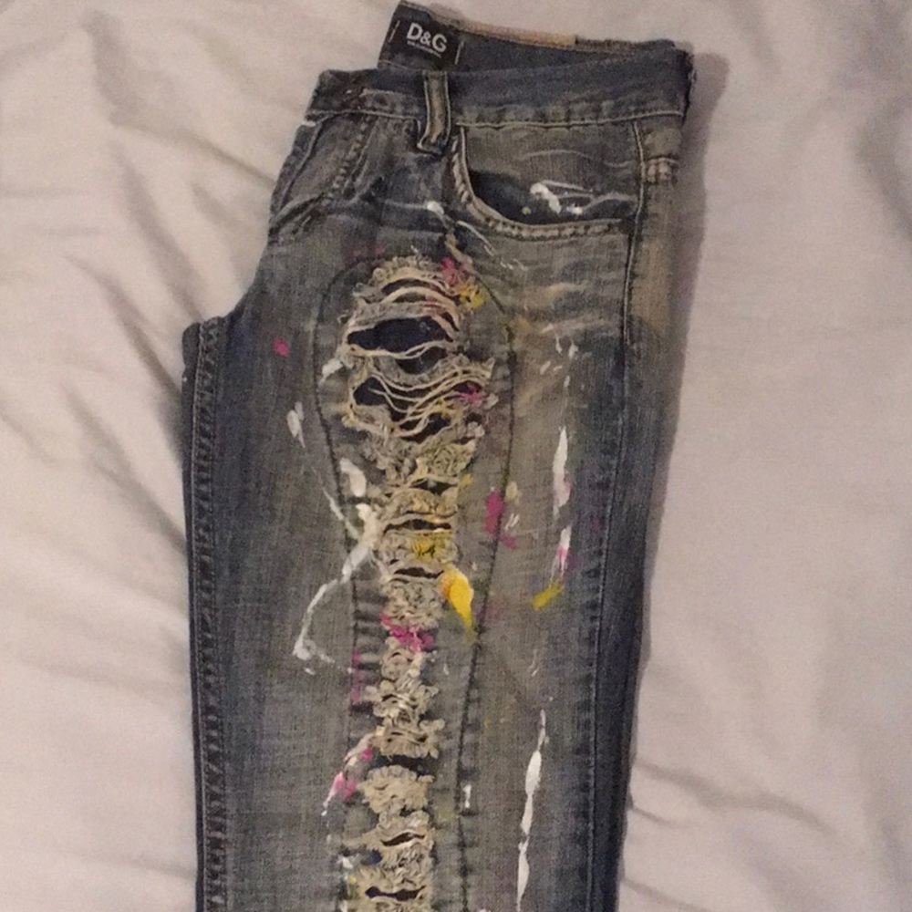 VINTAGE Dolce and Gabbana paint splatter jeans !!